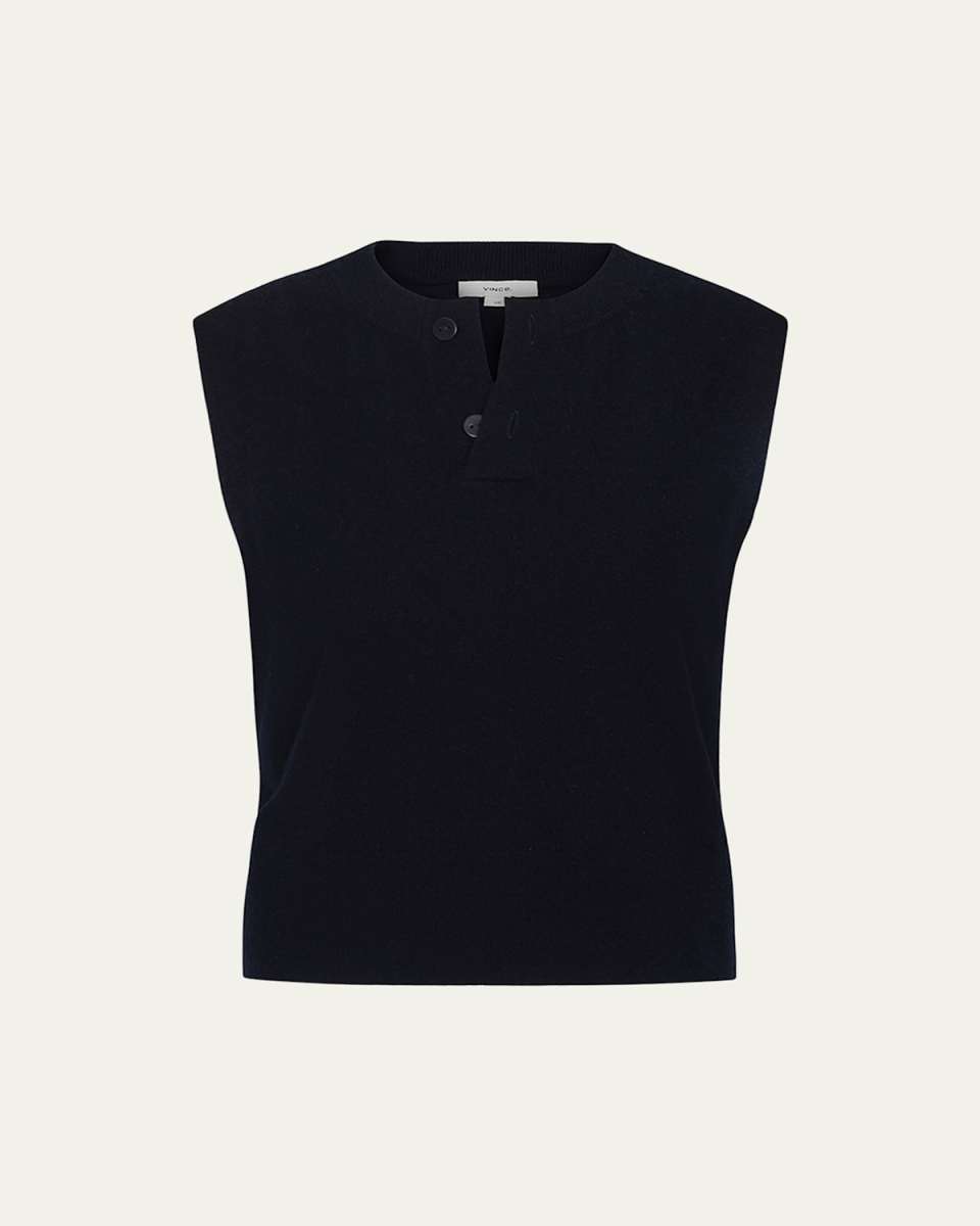 Sleeveless Henley Shell